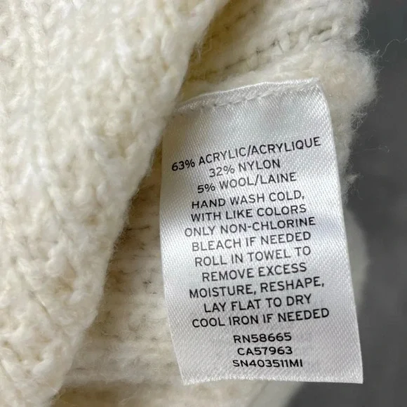 Something Navy Sweater Womens XS Cream Wool Cable Knit Texture Cowl Neck Casual - Picture 8 of 8